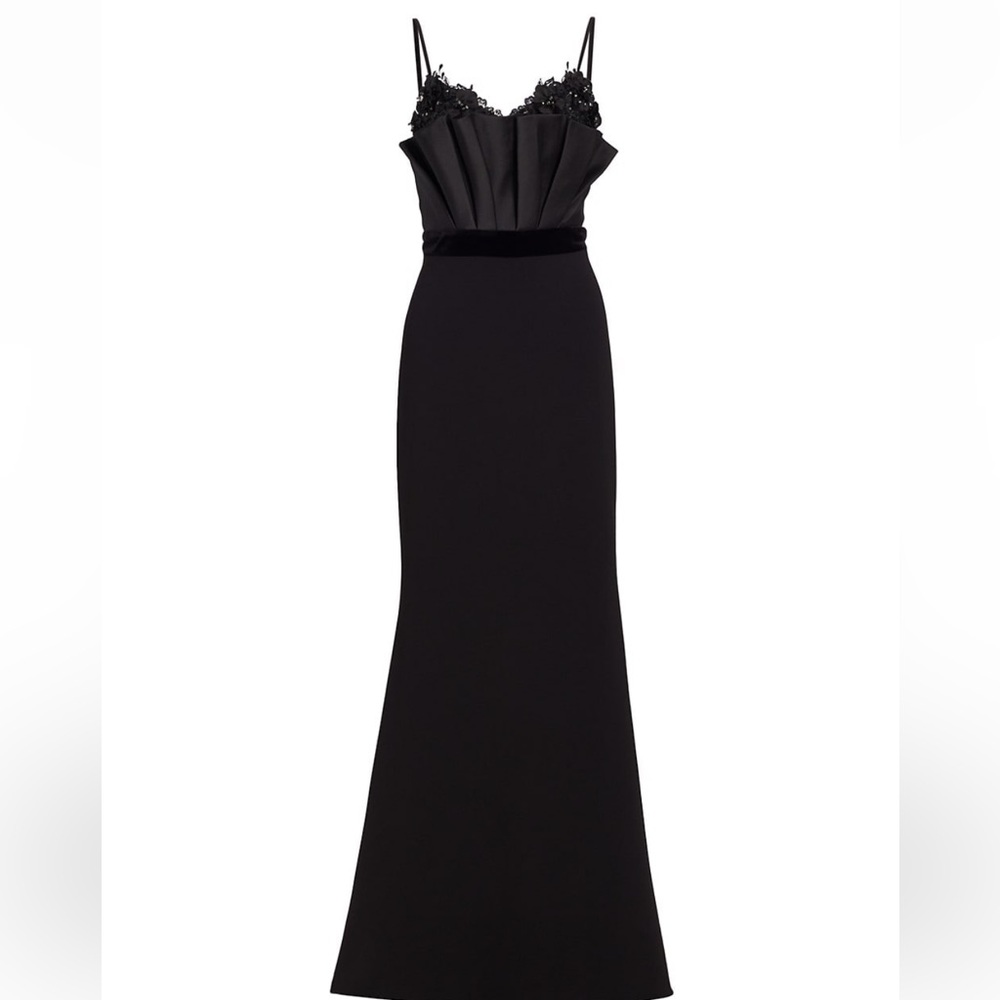 Badgley Mischka black embellished fan bodice gown